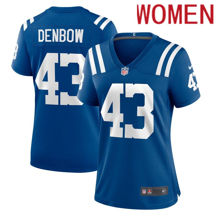 Women Indianapolis Colts #43 Trevor Denbow Nike Royal Game Player NFL Jersey->women nfl jersey->Women Jersey